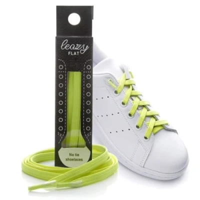 Immagine di leazy Lacci elastici piatti autobloccanti unisexo, Giallo neon, L (Fino a 6 Occhielli per Lato)