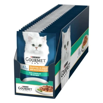 Immagine di Purina Gourmet Perle Filettini in Salsa Cibo Umido per Gatti con Coniglio 26 Buste da 85g