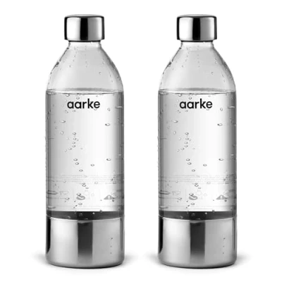 Immagine di aarke 2 Pacchi Bottiglie per Gasatore d’acqua Carbonator 3, senza BPA con Dettagli in Acciaio (800ml)