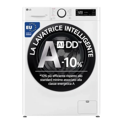 Immagine di LG AI DD F4R3011NSWB Lavatrice Classe a 10%, Carica Frontale Serie R3, 11kg, 1400 giri, AIWash, Lavaggio vapore, Motore Direct Drive, Smart Diagnosis, Libera installazione, Bianca