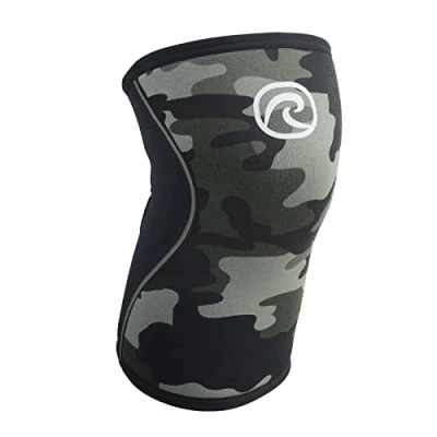 Immagine di Rehband Benda per ginocchio Powersport, fascia Cross Fit e allenamento pesante in neoprene da 5 mm, Colore:Camuffare, Misura:L