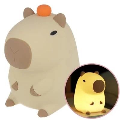 Immagine di Forever Light Luce Notturna LED Capibara Amichevole FNL 12 Ricaricabile in Silicone per Bambini 4 Modalità di USB C Batteria da 1200mAh Attivazione al Tocco Funzione Timer