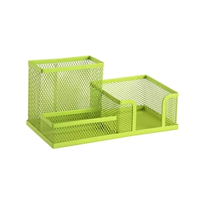 Immagine di Leviatan Organizzatore da Scrivania in Metallo Portapenne Ufficio Organizer con Supporto per Appunti Rete 205 x 103 98 mm Verde Lime