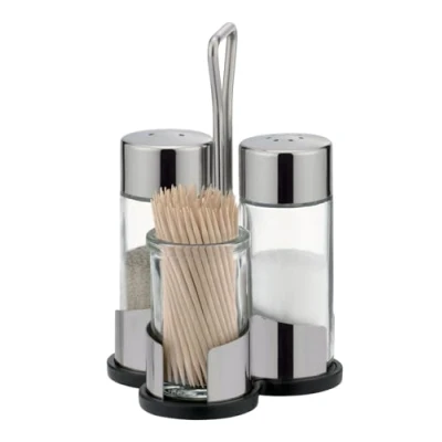 Immagine di Tescoma 650322 Club Set Sale, Pepe e Stuzzicadenti con Stand, Vetro, Trasparente, 1 Pezzo