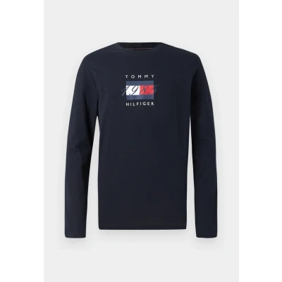 Immagine di Tommy Hilfiger Linear FLAG Graphic TEE Maglietta a manica lunga, Uomo, Taglia: XS, Desert sky