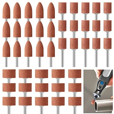 Immagine di punte abrasivo in corindone da 3 mm, con codolo abrasivo, montato, 45 pezzi, testa di lucidatura, abrasive per trapano abrasive, fusto 1/8&quot;, affilare, accessori lucidatura abrasiva