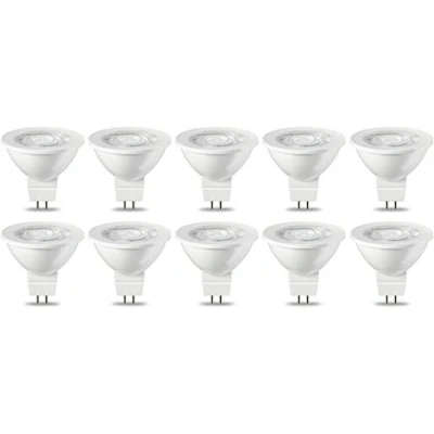 Immagine di Amazon Basics 10 faretti LED GU5.3 MR16, 4.5 W (equivalente a 35 W), luce bianca calda, non dimmerabili, Confezione da