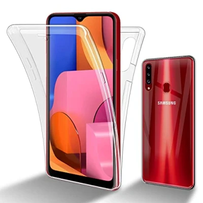 Immagine di Cadorabo Custodia Compatibile con Samsung Galaxy A20s in Transparente per Cellulare Completa a 360 Protezione Anteriore e Posteriore Tutto Tondo dello Schermo
