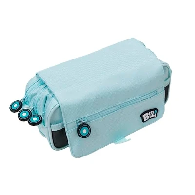 Immagine di Grafoplás Astuccio scolastico a tre scomparti con risvolto Blu chiaro bits&amp;bobs Colori morbidi 23 x 10 cm Include orario e zona identificazione, chiaro, 23x10x10cm, Scuola