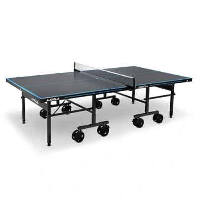 Immagine di JOOLA 11645 Tavolo da ping pong professionale J500A, superficie composita in alluminio, resistente alle intemperie, struttura pieghevole, rapida, 274 x 152,5 76 cm, colore: grigio/blu