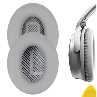 Immagine di Geekria cuscinetti di ricambio per cuffie Bose QC35 ii, QuietComfort 35, auricolari copri orecchie, colore argento