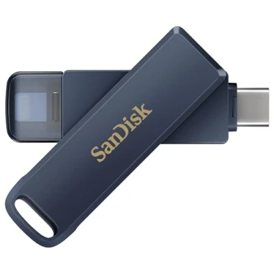 Immagine di SanDisk 128GB Phone Drive chiavetta USB per iPhone/iPad, PC e Mac (2 in 1 archiviazione iPhone, con connettori Lightning C Backup Automatico, Protezione Tramite Password) Metallic Sky