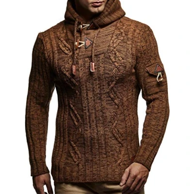 Immagine di Leif Nelson Maglione con Cappuccio Uomo Marrone/Invernale Alta qualità Regolare, Ideale per Casual e Business, Manica Lunga Taglia L