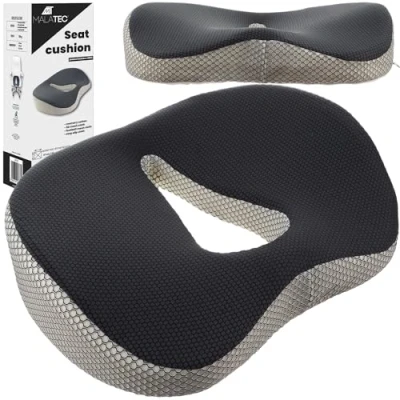 Immagine di MT MALATEC Cuscino ortopedico per sedia a rotelle, sedile auto, ergonomico, sciatica, coccige, mal di schiena, emorroidi, rivestimento rimovibile 21915