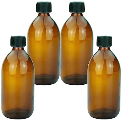 Immagine di mikken 4 bottiglie di vetro marrone da 500 ml con tappo a vite