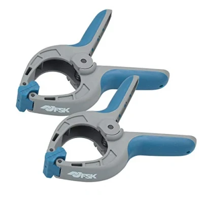 Immagine di Ferrestock FSKPRS002, 2 pinze di fissaggio con molla, manico antiscivolo, ganasce girevoli, molla extra forte, apertura massima 65 mm, profondità x mm