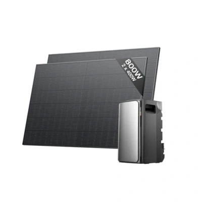 Immagine di ECOFLOW kit fotovoltaico con batteria (800W,1,92kWh), STREAM Ultra 1,92 kWh, 2x 400 W panelli solari rigidi e contatore intelligente, ingresso solare 2.800 W(4 MPPT), 2 porte CA 2.300 W, microinverter