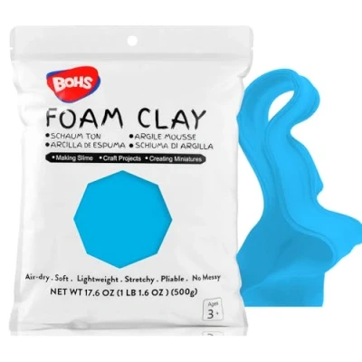 Immagine di BOHS Argilla in schiuma modellante, morbida, asciutta all&#039;aria aperta, per progetti scolastici, cosplay, torte finte, forniture slime, 500 g