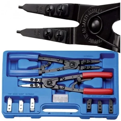 Immagine di SET PINZE PER ANELLI ELASTICI 10 PEZZI ESTERNO INTERNO PINZA SEEGER 07210