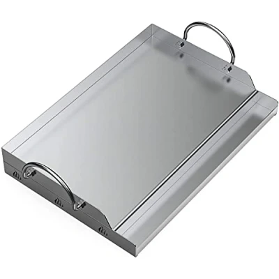Immagine di Onlyfire Universale Piastra per barbecue in acciaio inossidabile, rettangolare plancha griglia a gas e carbone 58,4x40,6cm