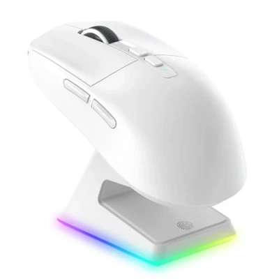 Immagine di VGN GAMEPOWER ATTACK SHARK X6 SUPERLIGHT Mouse Gaming Wireless con Station di Carica, 49g Ultraleggero eSport da Gioco G502, 26000DPI, Sensore PixArt PAW3395, 2.4G/Bluetooth/Cablato, Bianco
