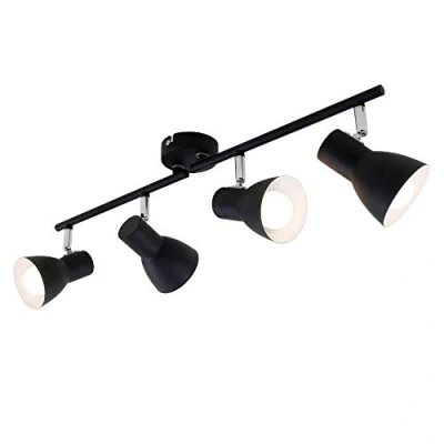 Immagine di BRILONER Leuchten Plafoniera, lampada da soffitto, faretti orientabili e inclinabili, 4x E14, max. 25 Watt, retrò, nera, 605x80x150 mm (LxPxH)