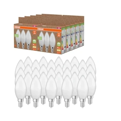 Immagine di OSRAM NATURE LOOP lampade LED particolarmente sostenibili in plastica riciclata, confezione vantaggiosa con 30 lampadine,sostituisce le tradizionali lampadine da 40W,forma a candela,E14,bianco caldo