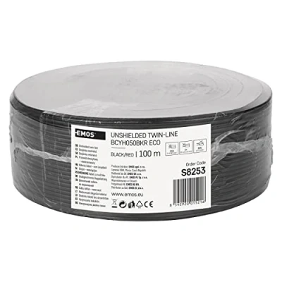 Immagine di EMOS S8253 Cavo doppio schermato 2 x 0,50 mm, nero/rosso, mm2, Set di 100 Pezzi