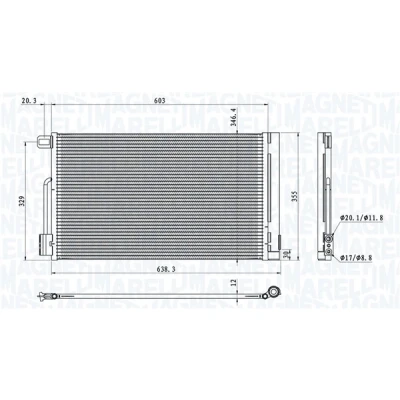 Immagine di MAGNETI MARELLI 350203611000 Condensatore con essiccatore 588x346,4x12 346,4 588 12 FIAT: Qubo, Punto II Hatchback, Grande Hatchback