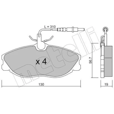 Immagine di metelligroup 22 0214 0 Pastiglie Freno Anteriori E Posteriori, Made in Italy, Pezzo di Ricambio per Auto/Automobile, Kit da 4 Pezzi, Certificate ECE R90, Prive Rame