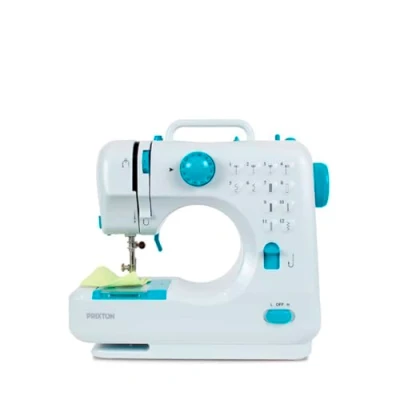 Immagine di PRIXTON Macchina da cucire portatile P110 Cassetto per accessori Lampada integrata 12 punti di Pedale incluso (Blu)