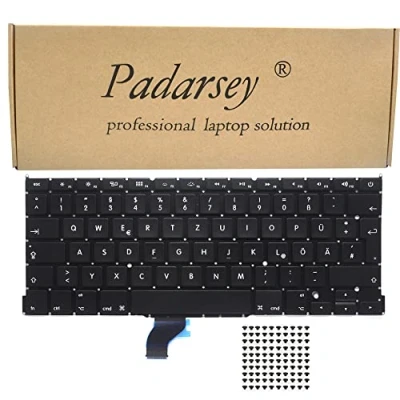 Immagine di Pardarsey Tastiera per computer portatile/notebook di ricambio tedesca QWERTZ MacBook Pro A1502 13 pollici, fine 2013 2015 (tastiera tedesca)