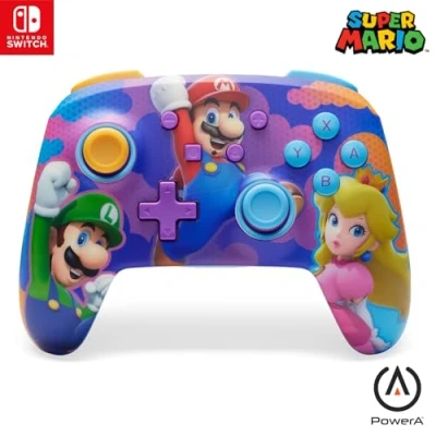 Immagine di PowerA controller Senza Fili avanzato per Nintendo Switch Eroi con spruzzi di colore, modello OLED, Lite, Gamepad, gioco, Bluetooth