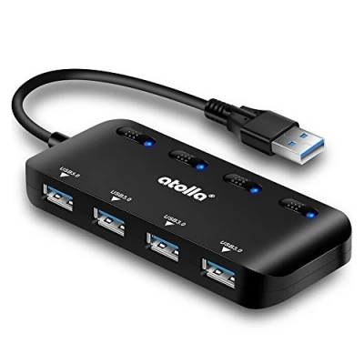 Immagine di atolla, Hub USB 3.0 a 4 porte con interruttore singolo e LED, distributore, 5Gbps