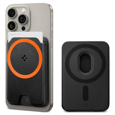 Immagine di Spigen Valentinus MagFit Plus+ Portafoglio (3 carte) MagSafe Wallet Compatibile con iPhone 16/15/14/13/12 Modelle, Accessori Nero