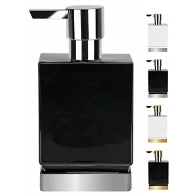 Immagine di Spirella Dispenser di Sapone in Ceramica, Modello Roma, Colore: Nero/Argento