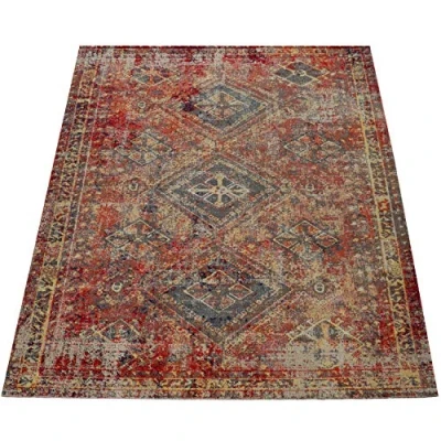 Immagine di Paco Home Tappeto Rosso da Esterno per Il Balcone e la terrazza dal Design Orientale, Robusto Resistente alle intemperie, Dimensione:60x100 cm