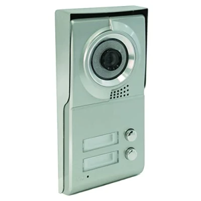 Immagine di SCS Sentinel PMP0013 Platino da strada a 2 pulsanti Per videocitofono collettivo 4 fili alloggiamenti Facciata in alluminio Angolo di visione 110 Supporto etichetta 2B1