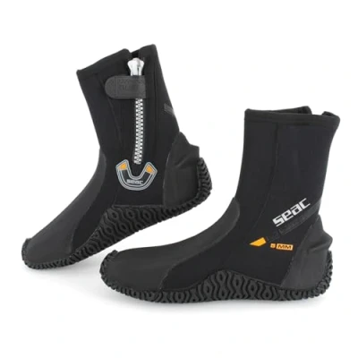 Immagine di SEAC Basic HD, Calzari da Subacquea in Neoprene 5 mm con Cerniera Laterale e Suola Semi Rigida
