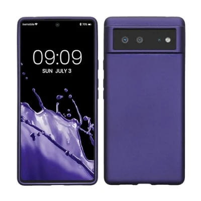Immagine di kwmobile Custodia Compatibile con Google Pixel 6 Cover Back Case Morbida Protezione in Silicone TPU Effetto metallizzato lilla