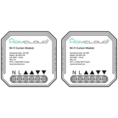 Immagine di Homcloud Confezione da 2 di Modulo Smart Tapparelle Intelligente Wi Fi incasso per scatola elettrica 503, controllabile APP, Alexa o Google
