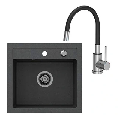 Immagine di VBChome Lavello da cucina, 50 x 47 cm, colore Nero