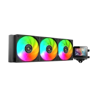 Immagine di MARSGAMING ML VISION360, Raffreddamento a Liquido AIO, TDP 600W, 3x Ventole ARGB con Nucleo in Rame e Alluminio FDB, Schermo LCD IPS 4:3 Rotazione 360 Software, Multisocket Universale, Nero