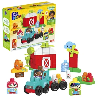 Immagine di Mega Bloks Green Town Fattoria Eco Amici Bio con 54 Blocchi da Costruzione, Giocattolo per Bambini 1+ Anni, HDL07