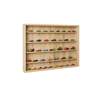 Immagine di Inter Link Espositore da parete per oggetti collezione Mobile con 4 ripiani 5 scomparti miniature MDF Decoro Rovere (80x60x9,5 cm) Artisario