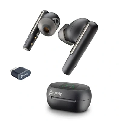 Immagine di Poly Voyager Free 60+, Auricolari con Connessione Bluetooth 5.3, USB A e C, Cancellazione Rumore, Cuscinetti S/M/L, Comandi sul Dispositivo, Autonomia 24 Ore, Compatibile Windows macOS, Nero
