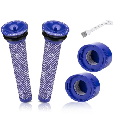 Immagine di Filtro V8 per Dyson V7 Absolute Animal Motorhead Plus Pro Fluffy Extra Total Clean Aspirapolvere, Chonphan Lavabile con Spazzola di Pulizia, Sostituisce #DY 965661 01&amp;967478 01 2 Sets