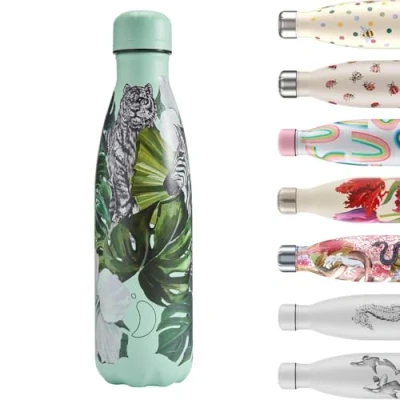 Immagine di Chilly&#039;s Wild Monstera, borraccia in acciaio inox riutilizzabile, a prova di perdite, anti sudore, 500 ml