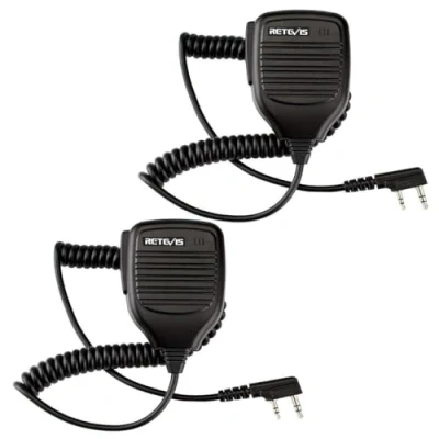 Immagine di Retevis Microfono Altoparlante 2 Pin Walkie Talkie Compatibile con Baofeng UV 5R BF 88E 888S Ricetrasmettitore RT24 RT27 Kenwood Sunreal (2 Pezzi)