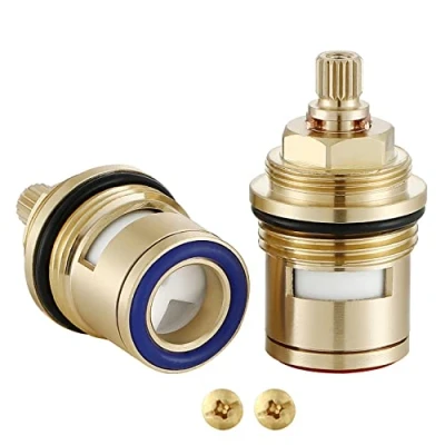 Immagine di Wussh Coppia calda e fredda 3/4 &#039;&#039; di rubinetto del bacino bagno cartuccia ricambio valvola quarto giro 50MM 20 denti con viti in ottone massiccio